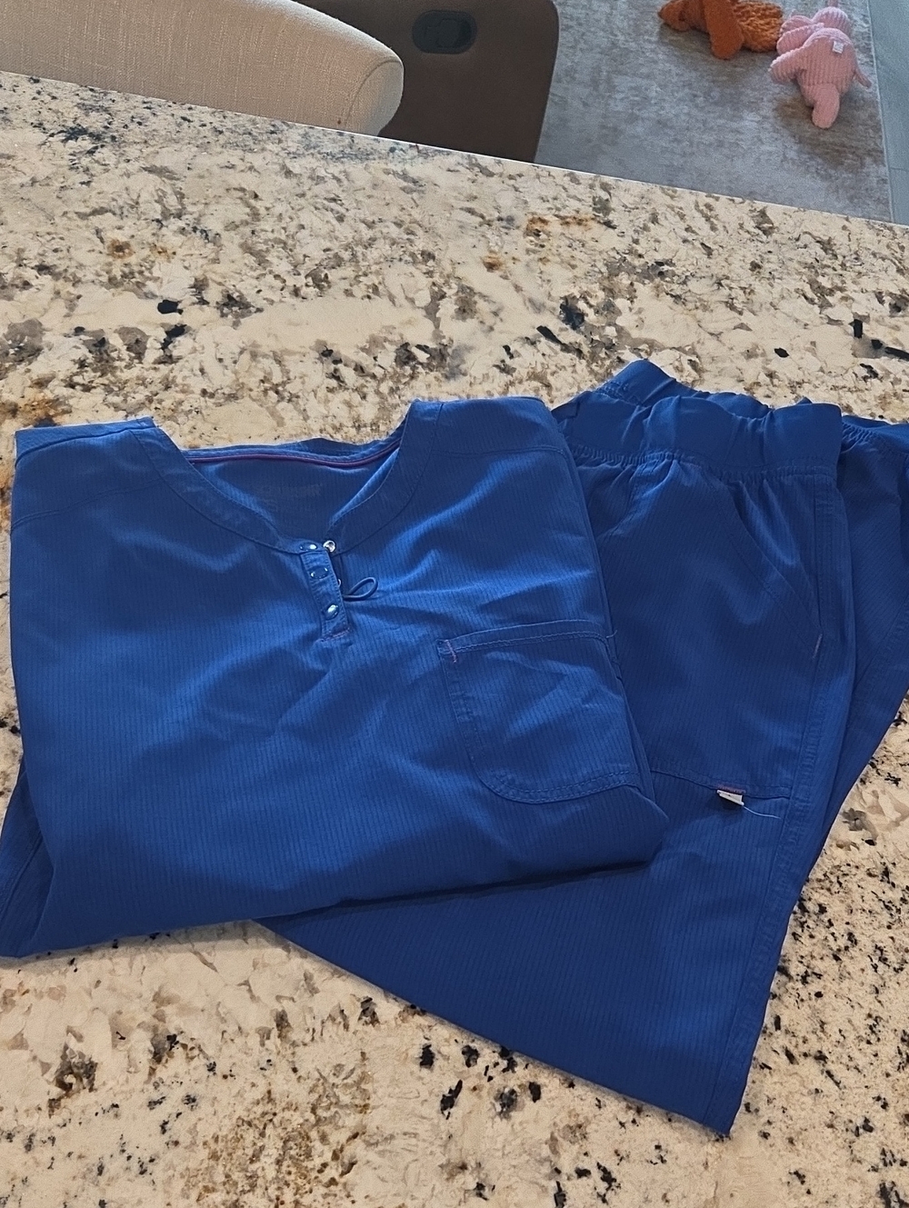 Womens Galaxy Blue Stretch Scrub Set